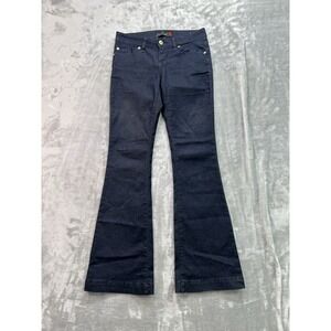 G By Guess Jean Womens Sz 27 Dark Blue Flare Low Rise Western Boho Cowgirl Rodeo